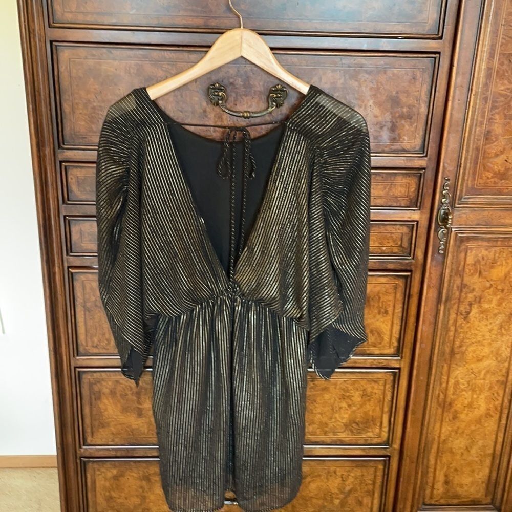 MAUDE black and gold striped dress - Picture 3 of 6